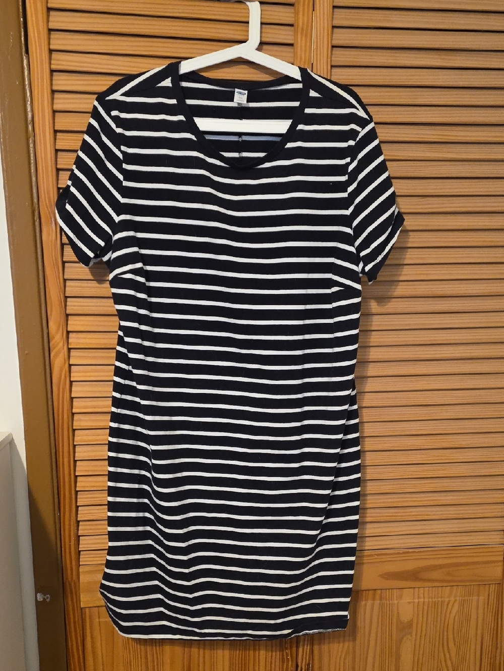 Old Navy Black and White Striped T-Shirt Dress